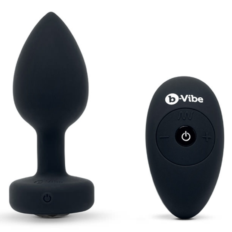 b-Vibe Vibrating Jewel Plug Black M/L - Vibrating Butt Plug with Gem luna matatas b-Vibe Vibrating Jewel Plug Black M/L - Vibrating Butt Plug with Gem luna matatas