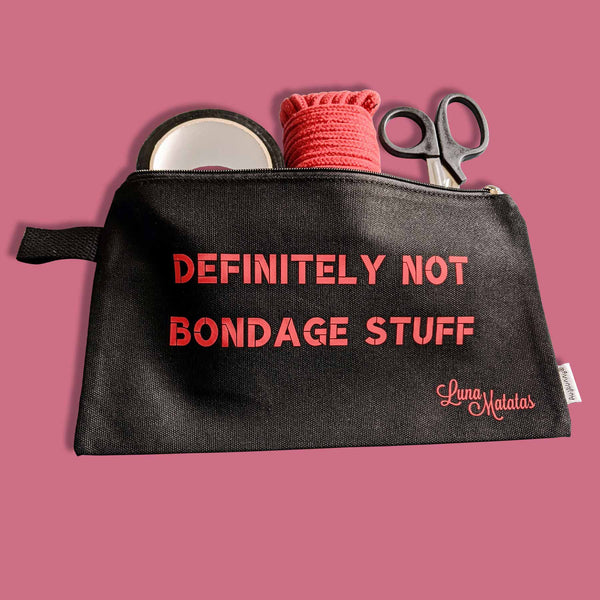 Definitely Not Bondage Stuff Black and Red Storage Bag
